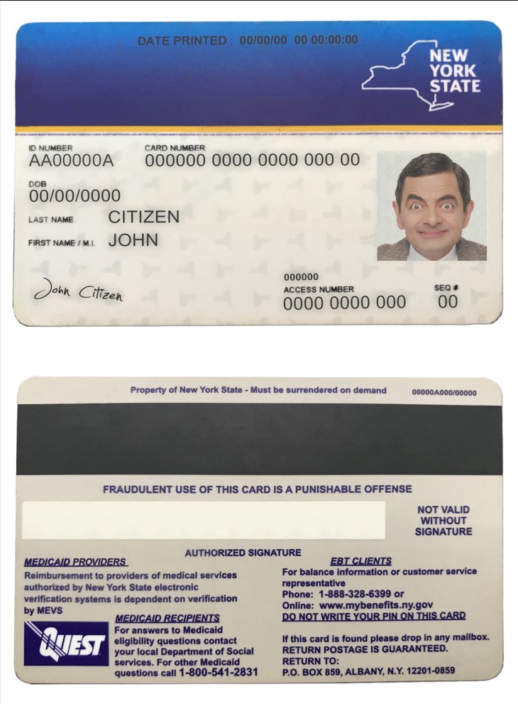 USA New York state Medicaid card